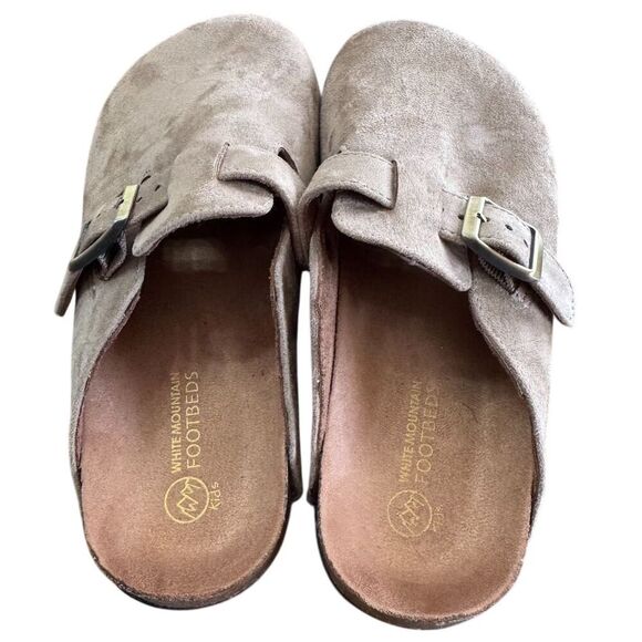 White Mountain Kids Suede Clogs Tan with Adjustable Buckle Size 3 - Picture 4 of 11